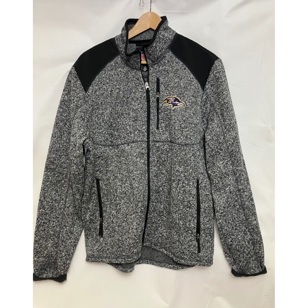 NFL Baltimore Ravens Jacket Women Medium Grey Excellent Full Zip Fleece Sweater